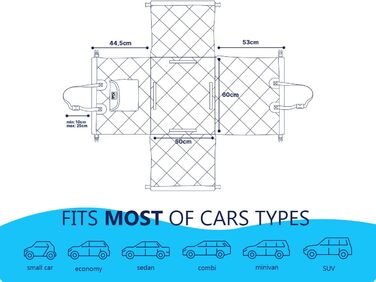 Автокрісло для собак RAGI з ременем безпеки - міцне та стабільне. Захист сидінь авто, переноска для собак на заднє сидіння. Чорний колір.