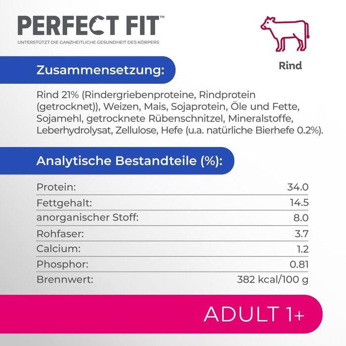 Сухий корм для дорослих котів Perfect Fit Adult 1+ з яловичиною, 7 кг