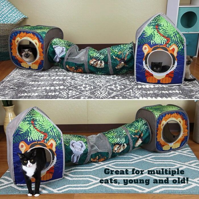 Ігровий комплекс для котів Kitty City Jungle Cat Cube – складаний куб, тунель, ліжко, іграшка для котів