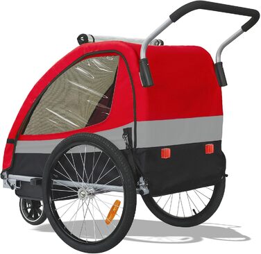 Дитячий причіп Tiggo 2 в 1: причіп-велосипед для прогулянок та катання (червоний)