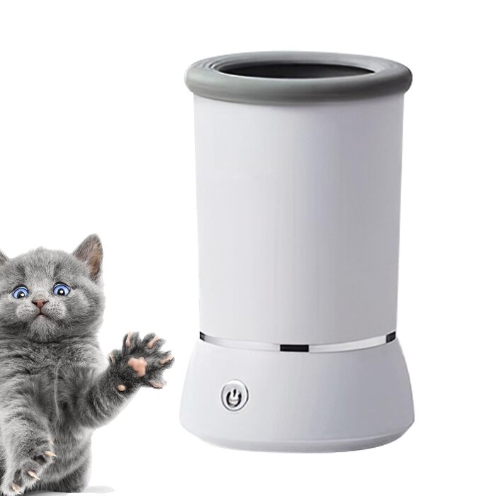 Автоматичний очищувач лап для собак - мийка лап для домашніх тварин | Очищувач лап з м'якими силіконовими щітками, машина для миття лап тварин Detergen білий