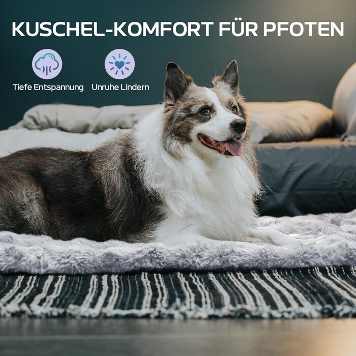 Лежак для собак Mora Pets, м'який, флісовий, сірий, 107x71 см, протиковзкий, для малих, середніх і великих порід, праний