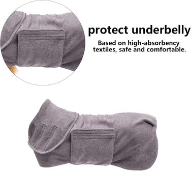 Рушник для собак та котів Geyecete з мікрофібри, швидковисихаючий, з липучкою, дуже поглинаючий, сірий, L