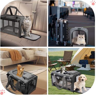 Транспортна сумка для кота та собаки Qoosea, складана переноска для домашніх тварин з регульованим плечовим ременем, сітчаста переноска для котів та собак малого та середнього розміру, сіра