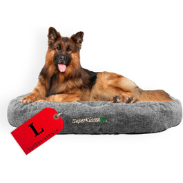Лежанка для собак середніх порід SuperKissen24 - водонепроникна лежанка для котів - лежанка для собак з антикіготного матеріалу - антиалергенна та протиковзна - 60 x 14 см, сірий колір (L)