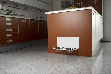 Підставка для корму Schmeck.bar для собак: стабільна, настінна, з мисками (2xS), білий матовий, 400x187x227 мм