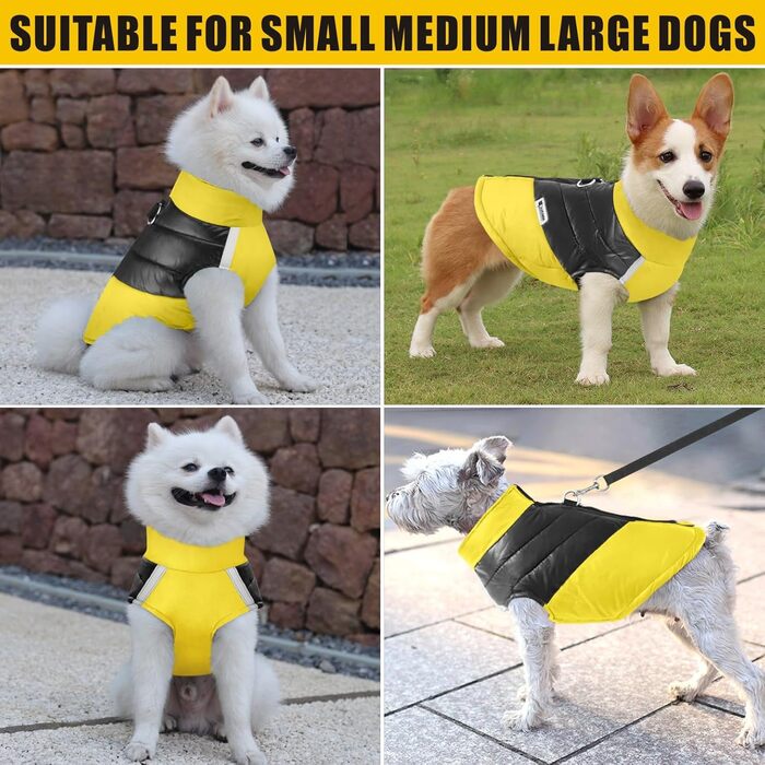 Теплий зимовий одяг для собак Idepet: водонепроникна куртка для маленьких, середніх та великих собак, жовта