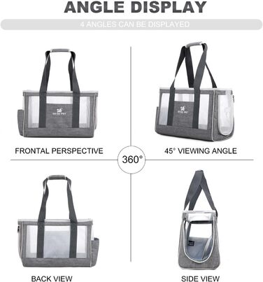 PETCUTE переносна сумка-переноска для собак та котів з виймальною підстилкою, бічні кишені, страховий поводок, дихаюча переноска для маленьких собак, схвалена авіакомпаніями, блакитна