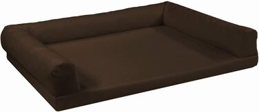 Ортопедичне ліжко для собак Juelle з штучної шкіри, собаче ліжко-софа з ортопедичним матрацом, знімний чохол, придатне для прання в пральній машині Lord L-XXL (120x90 см, темно-коричневе)