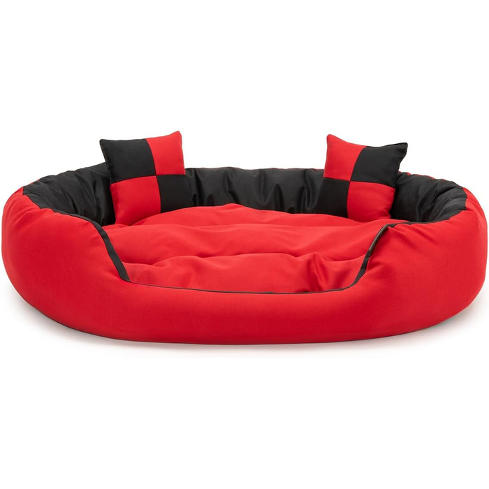 Килимок для собак Lionto 4-в-1 з двостороннім подушкою, 85x70 см, міцний оксфорд, водонепроникний, для собак та котів, з декоративною подушкою, червоно-чорний