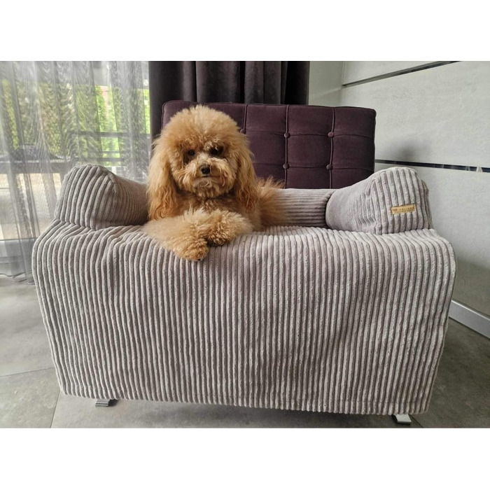 Ліжко для собак Velinda, м'яке диван-лежак, захист дивану, кремовий колір, Cord