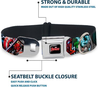 Нашийник для собак Marvel Avengers Buckle-Down, регульований, з малюнком Месники, для домашніх тварин