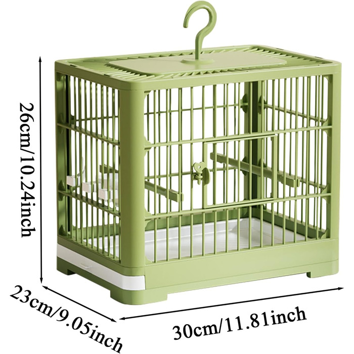 Переносний клітка-переноска для птахів (зелений, 32x25x13 см)