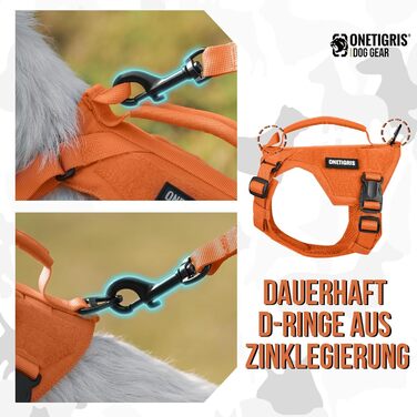 Нашийник для собак OneTigris MINI Trooper, оранжевий, XXXS, з повідком 150 см, 2 положення для буксирування