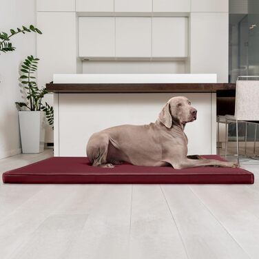 Ортопедичний лежак для собак Tierlando Carlos Ortho-Medic з віскоеластичної піни та штучної шкіри, 80x60 см, темно-червоний