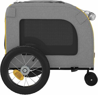 Причіп для собак vidaXL, жовтий, 125 x 53 x 54 см, до 45 кг, з прапором та відбивачами