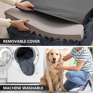 М'яке ортопедичне ліжко для собак DONWEI, килимок для собак, миється, знімний чохол, неслизька підстилка для лежанки, 75x50x6 см, сірий колір Ombré Grey (XL - 100 см, темно-сірий - 100 см)