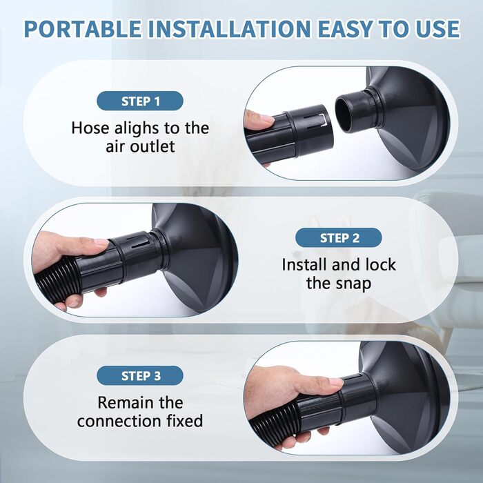 Фен для собак, 2800W, регулювання швидкості та температури, тихий, 4 насадки, для професійного та домашнього використання (Чорний)