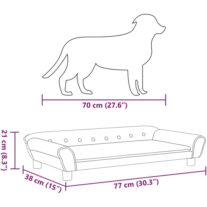 Крісло-ліжко для собак, м'яке ліжко для тварин, лежанка для собак та котів, чорний велюр, 100 x 50 x 21 см