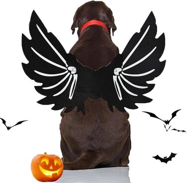 Костюм для тварин на Хелловін: крила кажана для котів та собак, чорний, M145