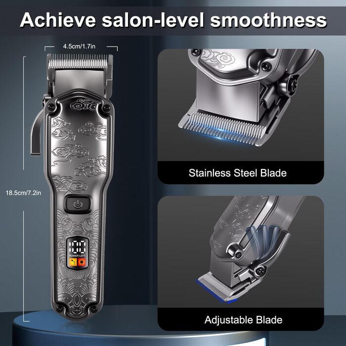 Електрична машинка для стрижки волосся Hatteker Profi – триммер для бороди та тіла, чоловічий, з T-подібною насадкою, водонепроникна (сірий)