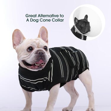 Body для собак після кастрації Kuoser - дихаючий одяг для собак та котів, захист від облизування ран, альтернатива електронного нашийника, чорний, XS (обхват грудей 32-40 см)