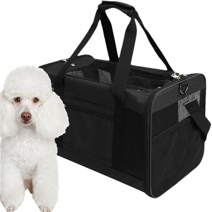 Транспортна переноска для собак та котів – складана, дихаюча, рюкзак | для подорожей, прогулянок, дому, чорна