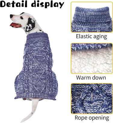 Теплий в'язаний пуловер для собак та котів (S, блакитний)
