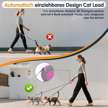 Катяча іграшка на шнурку з дзвіночком, автоматичний поводок для котів, іграшка-шнурок для кошенят та собак (Рожевий, M)