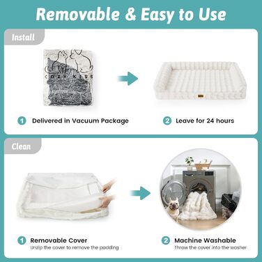 Ортопедичне ліжко для собак XL з штучного хутра, U-подібне, великі породи, водонепроникний чохол, антиковзаюче, м'яке, тепле, для прання