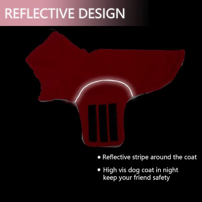 Теплий флісовий пуловер для собак, теплий теплий наряд для такс, тепла куртка та одяг для собак з отвором для повірця, відбиваюча мініатюрна одяг для такс на зиму, для холодної погоди, для дому, XS (довжина спини: 31-33 см), червоний