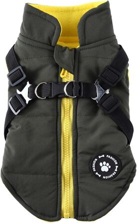 Водонепроникна куртка для собак з повідком та D-подібними кільцями - тепла сорочка для собак, маленька одяг для собак (зелена, XS)