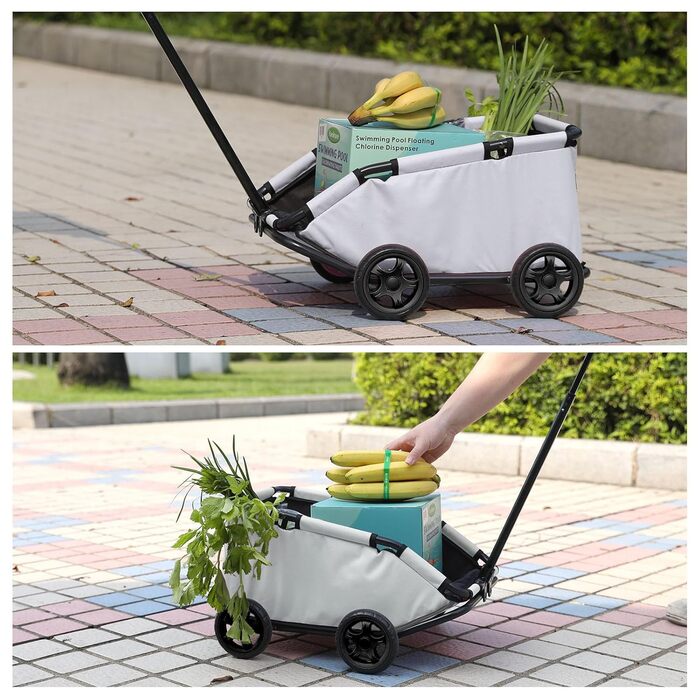 Міні-візок для маленьких тварин, розкладний багатофункціональний візок для покупок з висувною ручкою, візок для собак з вбудованим подушкою та страхувальним тросом, сумка для зберігання (Темно-зелений) (Світло-сірий)