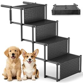 Східці для собак Auto, розкладні, до 80 кг, для великих та маленьких собак, водонепроникний PVC, 4 сходинки