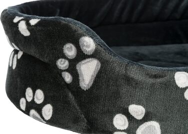 Ліжко для собак TRIXIE Jimmy, 75x65 см, чорне - зручне місце для сну з милим дизайном лапок - кошик для собак середніх порід, неслизьке, 36634