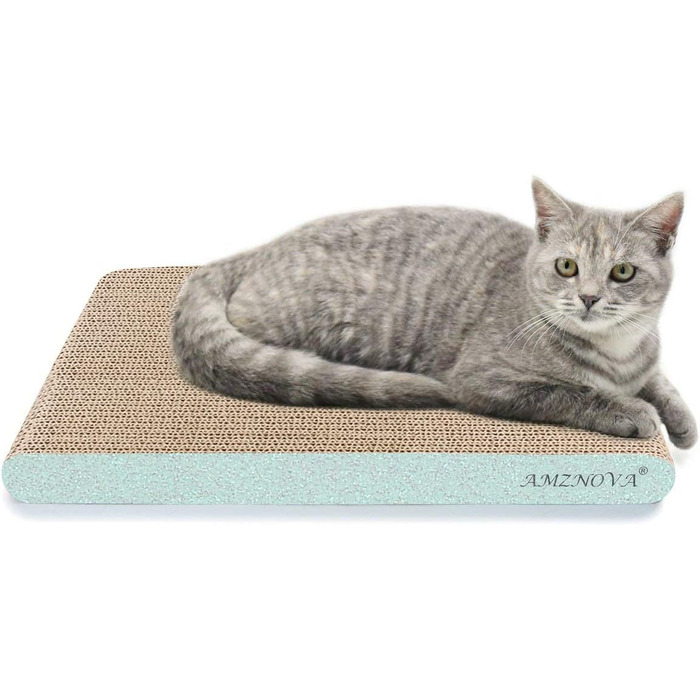 AMZNOVA Килимок для котів з картону з котячою м'ятою, килимок для дряпання, широкий, блискучий рожево-золотий (зелений блиск, 43.2x30.5 см)