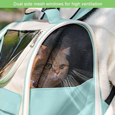 Рюкзак для тварин Surmounty з сіткою, складаний рюкзак для кота/собаки з мискою для подорожей, водонепроникний оксфорд, до 15 кг (зелений)