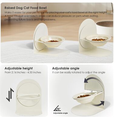 Підвищений годівниця для котів, керамічна миска для котів на металевому підставці, антиковзаюча, без витоку, білий колір, для дому