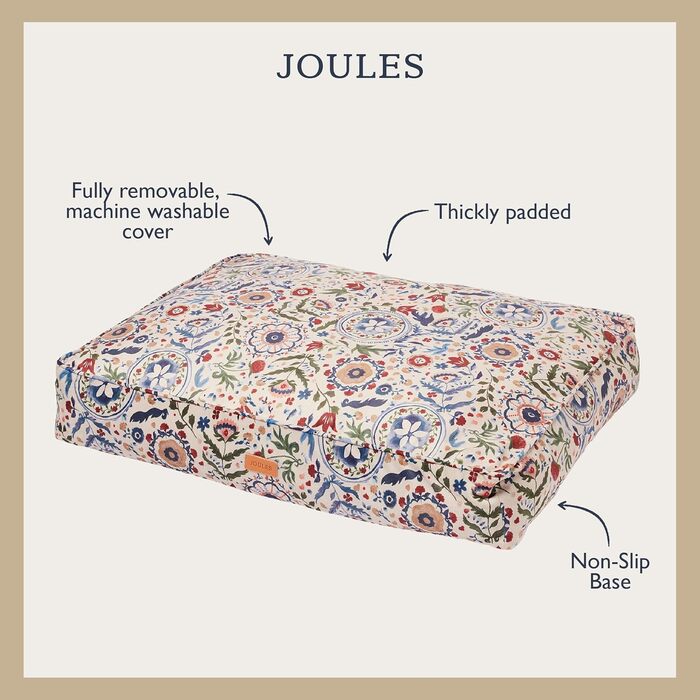 Килимок для собак Rosewood x Joules Festival Floral - розкішне ліжко для середніх собак, миється, з антиковзким дном