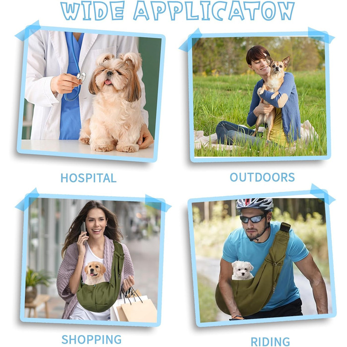 Сумка-переноска для домашніх тварин, регульована переноска для собак, реверсивна переноска для маленьких собак до 7 кг, переноска для собак, переноска для собак для прогулянок та активностей на відкритому повітрі (зелена)