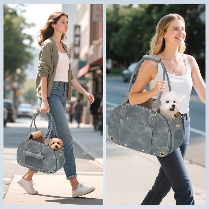 Сумка-переноска для собак та котів PetsHome, преміум-якість, сіра, водонепроникна, складна, 38 x 20 x 25 см