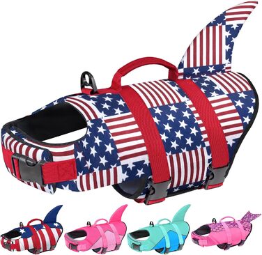 Жилет для плавання собак Malier, Ripstop, висока плавучість, для малих, середніх та великих собак, яскравий, рятувальний, в клітинку, розмір Small