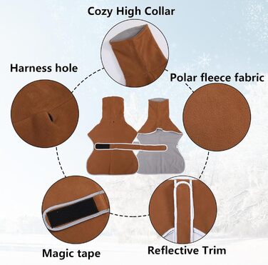 Теплий зимовий пуловер для собак породи Віндгорн (Грейхаунд, Вхіпет) з регульованим коміром, коричневий, L (довжина спини 61-64 см)