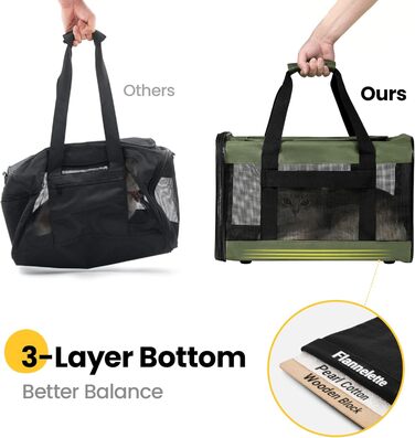 Транспортна переноска для котів та собак Conlun, зелена, L, розкладний дизайн