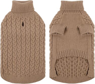 Пуловер для собак SAWMONG, теплий пуловер для великих собак, для дівчаток та хлопчиків, з коміром-горловиною, в'язаний, тепла одяг для домашніх тварин (Зелений, розмір XXL, Хакі)