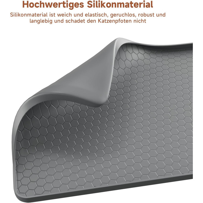 Килимок під лоток для котів 80x56 см, силіконовий, водонепроникний, легко миється, неслизький - сірий