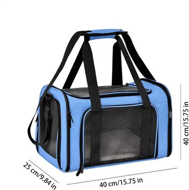 Транспортна переноска для котів та домашніх тварин, переноска для цуценят, зручна переноска для маленьких котів та собак, м'яка, дихаюча переноска для тварин (Блакитна)
