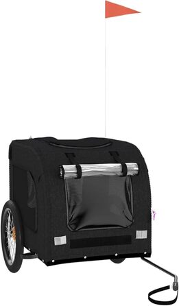 Фасба Причіп для собак, причіп для велосипеда, причіп для собак з відбивачами та прапорцем, причіп для котів та домашніх тварин, чорний, матеріал Оксфорд, метал, 133,5 x 69 x 73,5 см (Д x Ш x В)