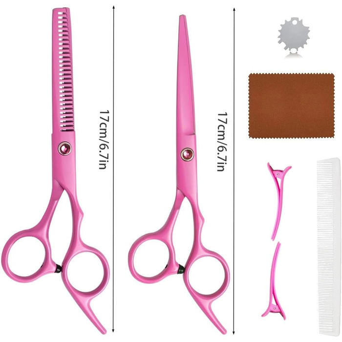 Набір професійних ножиць для собак 6.7 дюймів, рожевий. Ножиці для грумінгу, моделювання та стрижки шерсті собак та котів