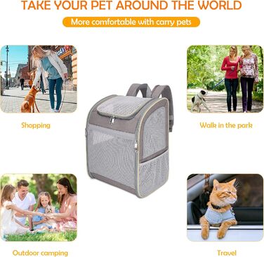 Рюкзак-переноска для собак та котів ALLSOPETS, рюкзак для тварин з безпечним ременем, світловідбиваючими смугами, для подорожей (Хакі)